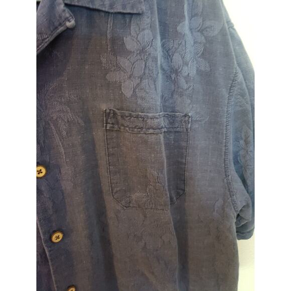Jamaica Jaxx 100% Silk Short Sleeve Button Down Pocket Shirt Mens XL Blue Floral - Picture 2 of 6
